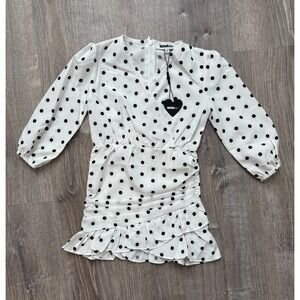 Fashion Nova Kids Toddler Girl Polka Dot Dress White Black Size 2‎ New